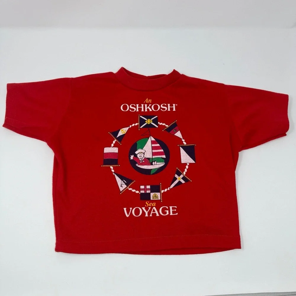 Vintage OshKosh Baby B'gosh nautical T-Shirt Size 3T Made In USA‎